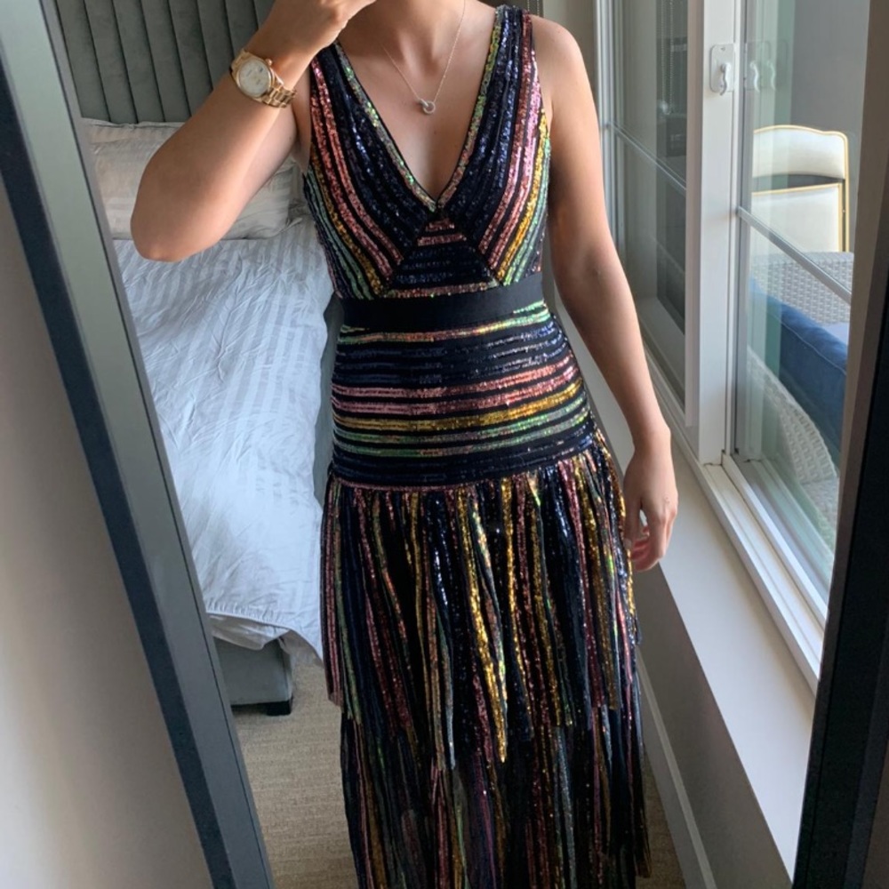 SELF-PORTRAIT tiered striped sequined tulle dress - Picture 8 of 8